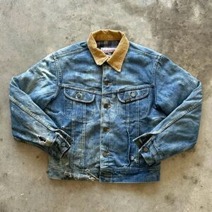 Vintage 70s Lee Storm Rider Denim Blanket Lined Jacket Size Small